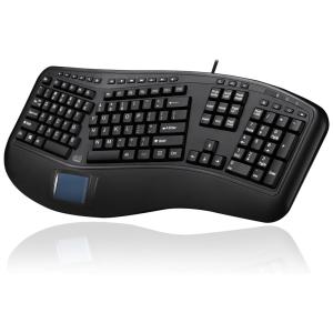 Teclado Ergonômico Dividido Sem Fio Recarregável Reduz a Tensão das Mãos com Touchpad Embutido, ADESSO AKB 450UB, Preto