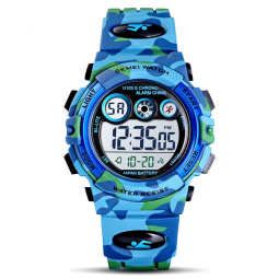 Relógio Digital com Cronômetro para Crianças de 5 até 15 Anos, GOLDEN HOUR, Azul Camuflado