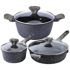 Jogo de Panelas e Frigideiras Antiaderentes em Alumínio, 8 Peças, Country Kitchen, Preto