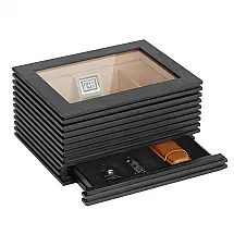 Humidor Case Elegance Kobi Cinza Escuro Capacidade 50-80 Charutos Sistema Hidro Digital