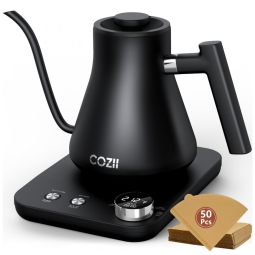 Chaleira Elétrica COZII Gooseneck, 5 Programas, 1 Controle de Temperatura, 1200W, Fervura Rápida de Água p/ Café e Chá, 24h de Manutenção