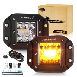 Farol de Milha LED Offroad com 7200 Lúmens e Luz Branca, 72W, 2Un, Auxbeam, Preto