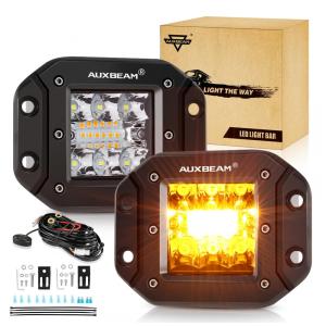 Farol de Milha LED Offroad com 7200 Lúmens e Luz Branca, 72W, 2Un, Auxbeam, Preto