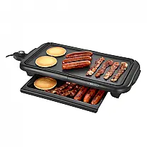 Churrasqueira Elétrica Bella com Bandeja Aquecedora, Grill Sem Fumaça, Antiaderente, Controle de Temperatura, Cabos Isolados, 25 x 45 cm