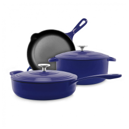 Conjunto de Panelas Antiaderentes Esmaltadas com Distribuição Uniforme de Calor, 3 Peças, CHANTAL TC 5ESS BL, Azul