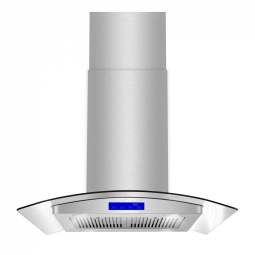 Coifa de ilha 74cm COSMO inox escovado vidro curvo 646 m³/h comando touch filtros permanentes LED 110V