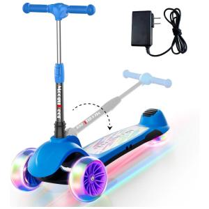 Patinete Elétrico Infantil 3 Rodas com Acelerador de Polegar, Rodas LED Piscantes e Velocidade até 8 km/h para Crianças de 3 a 8 Anos