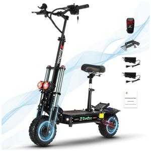 Scooter Elétrica para Adultos até 200 kg, Velocidade Máxima de 90 km/h e Alcance de 96 km com Pneus Off-Road, Freio Hidráulico a Óleo
