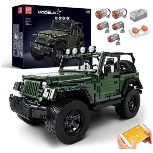 Kit de Construção Carro Pickup Wrange Off Road com 2096 Peças e Controle Remoto para Adultos, Mould King, Verde
