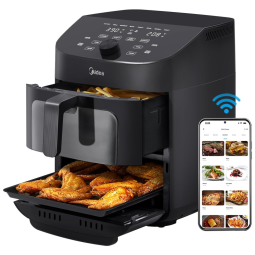 Fritadeira Elétrica Air Fryer 8 em 1 10,2L com Cestos Duplos, Janela de Visualização, Conectividade Wi-Fi e Mais de 50 Receitas, 110V 1700W