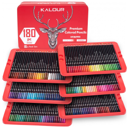 Lápis de Cor KALOUR 180 para Artistas Cores Vívidas Núcleo Macio à Base de Óleo Ideal para Colorir Desenhar Esboçar Sombrear Misturar Estojo