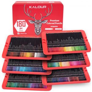 Lápis de Cor KALOUR 180 para Artistas Cores Vívidas Núcleo Macio à Base de Óleo Ideal para Colorir Desenhar Esboçar Sombrear Misturar Estojo