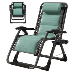 Cadeira Reclinável Ajustável Gravidade Zero com Apoio de Cabeça e Porta Copos, DoCred, Verde