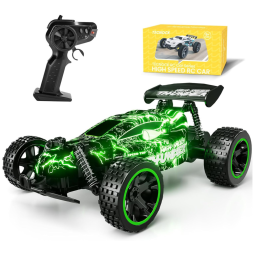 Carrinho de Controle Remoto 2.4 Ghz de Alta Velocidade Escala 1:18 com 2 Baterias Recarregáveis, Tecnock, Verde