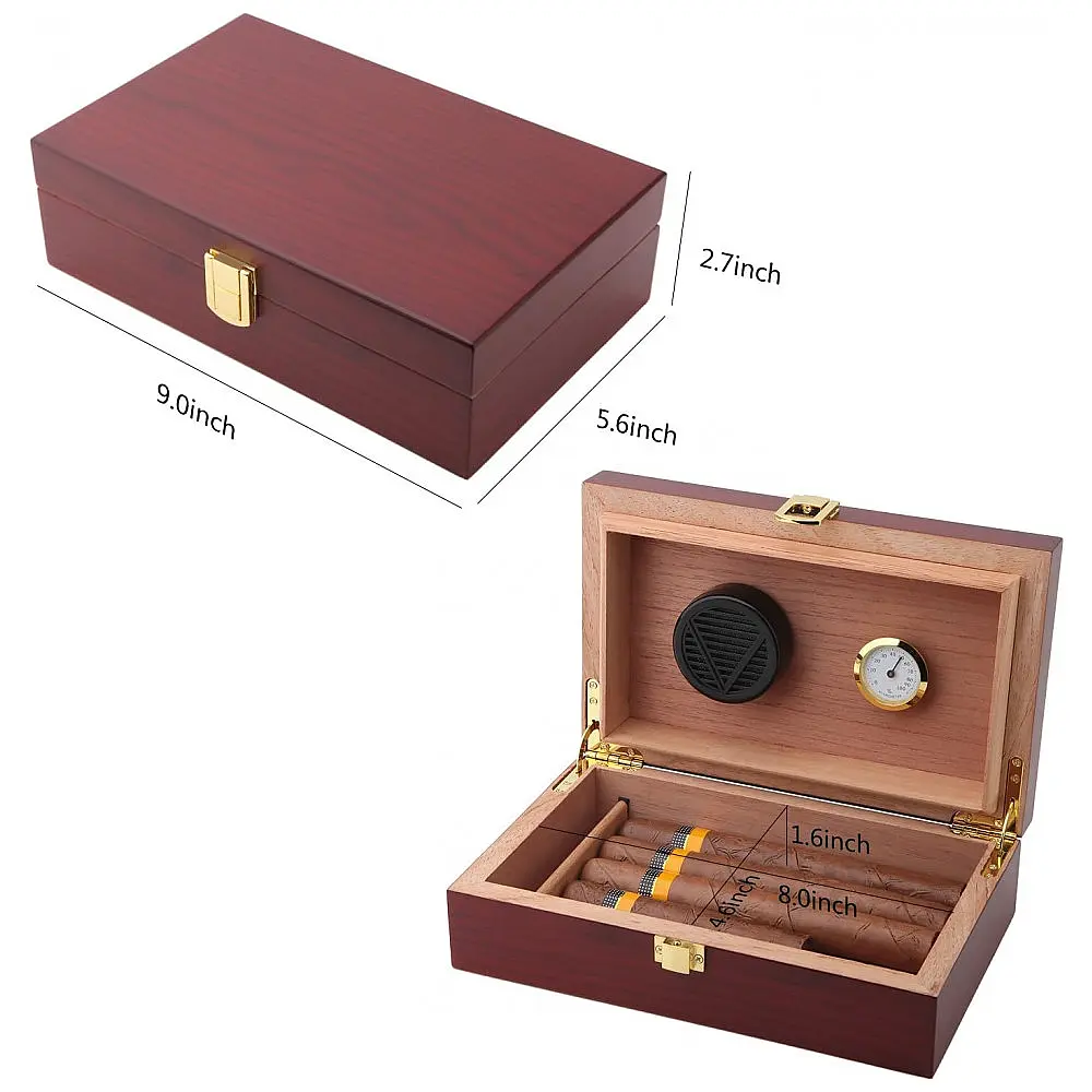 Umidor de Charuto de Madeira Artesanal Bald Eagle com Capacidade para 1020 Charutos, de Mesa com Higrômetro e Umidificador — foto 2