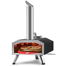 Forno de Pizza a Gás Portátil com Capa de Transporte e Pedra Giratória Automática, VEVOR, Preto