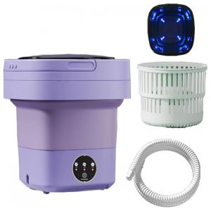 Mini Máquina de Lavar Portátil 6,5 Litros com Cesto de Drenagem, Bivolt, ASQUAR, Roxa