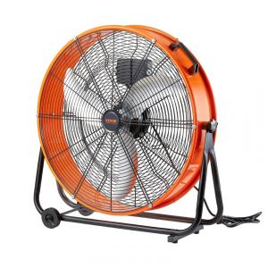 Ventilador Industrial de Tambor VEVOR 61 cm Laranja, Alta Velocidade 8900 CFM, Controle de Velocidade Contínua, Inclinação 360°