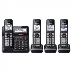 Telefone Sem Fio Panasonic KX-TGF944B Preto com 4 Handsets, Bloqueio Avançado de Chamadas, Link2Cell Bluetooth, Alerta Contra Golpes