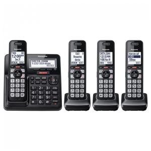 Telefone Sem Fio Panasonic KX-TGF944B Preto com 4 Handsets, Bloqueio Avançado de Chamadas, Link2Cell Bluetooth, Alerta Contra Golpes