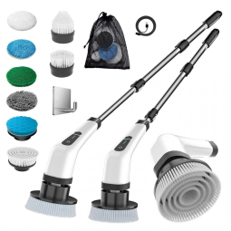 Escova Elétrica 2 em 1 Rotativa 360 sem Fio com 2 Velocidades e 4 Acessórios, Branca, 110v, MGLSDEET ANS 8050, Branco