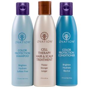 Shampoo e Condicionador Terapia Celular Proteção da Cor Ingredientes Naturais 177ml, OVATION HAIR, Azul