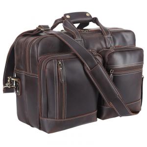 Bolsa Carteiro Masculina Expansível Couro de Cavalo para Laptop com 17 Polegadas, Masa Kawa