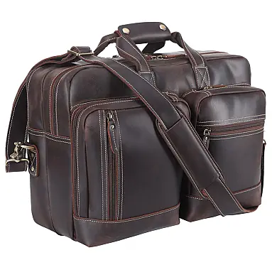 Bolsa Carteiro Masculina Expansível Couro