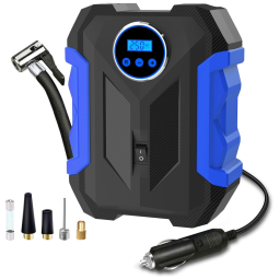 Mini Compressor de Ar Elétrico Automotivo Elétrico Portátil 12V 150 PSI com Luz LED, CARSUN, Preto