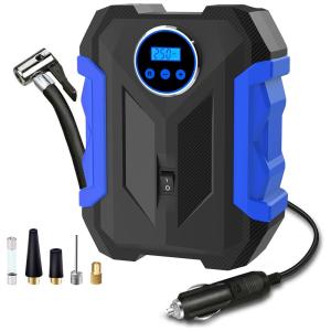 Mini Compressor de Ar Elétrico Automotivo Elétrico Portátil 12V 150 PSI com Luz LED, CARSUN, Preto