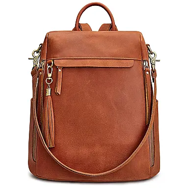 Mochila Feminina de Couro Vintage,