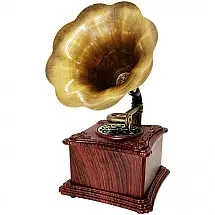 Gramofone retrô preguiçoso clássico alto falante Bluetooth com gravação estéreo dupla Fonógrafo vintage tamanho único