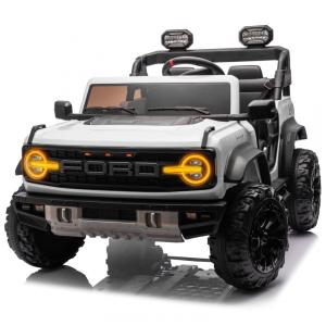 Carrinho Elétrico Licenciado Infantil 2 Lugares 24V, Ford Bronco Raptor 4x4, 2 Motores 90W, Bluetooth, Suspensão 4 Rodas, Controle Remoto