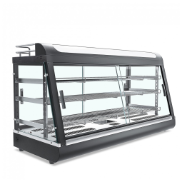 Expositor Aquecedor de Alimentos Comercial Anpuce Preto 3 Prateleiras com Rack Superior, 112 cm, 110V