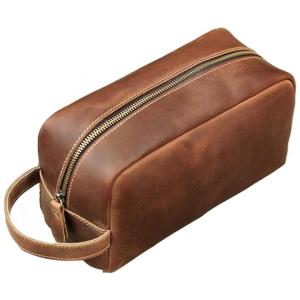 Necessaire Masculina de Couro, RC ROCKCOW, Marrom