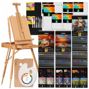 Kit de Pintura Conjunto Artístico com 151 Peças, Inclui 96 Tintas, VISWIN, Preto
