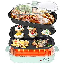 Churrasqueira Elétrica Portátil, com Antiaderente, 1200W, 110v, HUKOER, Preto