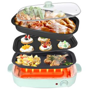 Churrasqueira Elétrica Portátil, com Antiaderente, 1200W, 110v, HUKOER, Preto