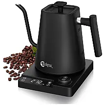 Chaleira Elétrica 1L em Aço Inoxidável com Desligamento Automático e Tela LED, 110V 1200W, EVATEK, Preta