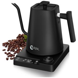 Chaleira Elétrica 1L em Aço Inoxidável com Desligamento Automático e Tela LED, 110V 1200W, EVATEK, Preta