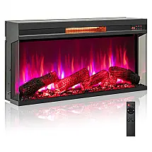 Lareira Elétrica Oralner 91x46x20cm 1500W 7 Cores Chamas 3D Embutir 110V