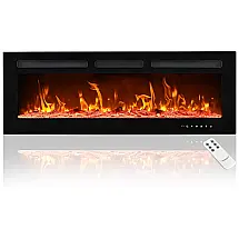 Lareira Elétrica de Embutir A43x127L Digital, Luz LED, Chamas Multicolorida e Temporizador, 1500W, 110v, E EUHOMY, Preto