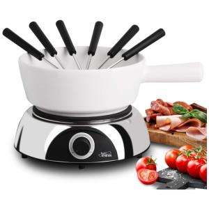 Artestia Panela de Fondue Elétrica, Capacidade 1.9L, 6 Garfos,1500W, 110V, Branca