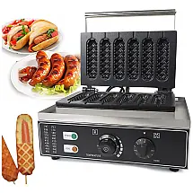 Máquina de Hot Dog Profissional Antiaderente até 6un Por Vez em Aço Inoxidável, 110V 1500W, DYRABREST, Prata