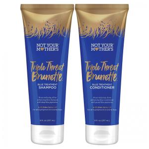 Shampoo e Condicionador para Cabelos Castanhos e Pretos Aumenta o Brilho e Hidrata, 237 mL, NOT YOUR MOTHERS 13429, Azul