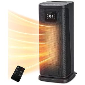 Aquecedor Elétrico Portátil de Cerâmica com Tela de LED e Controle Remoto, 1500W 110V, KopBeau, Preto