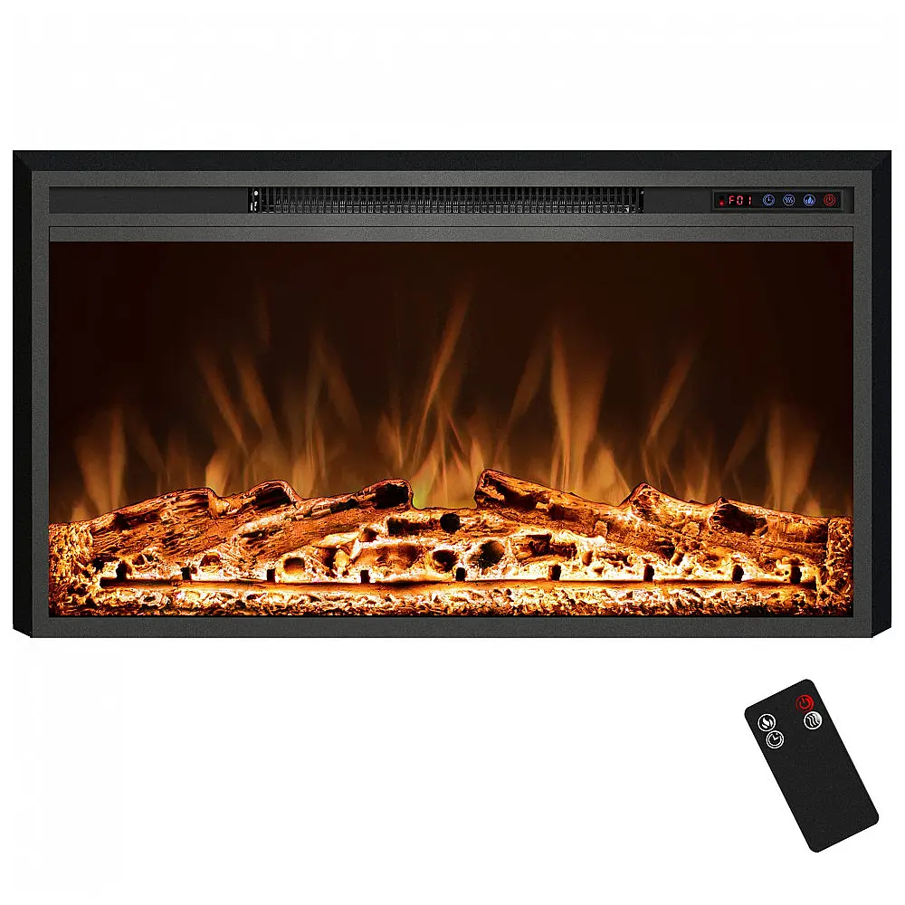 Lareira Elétrica de Embutir A69x127L cm com Controle Remoto, Cores de Chama Ajustáveis, Temporizador e Proteção Contra Superaquecimento