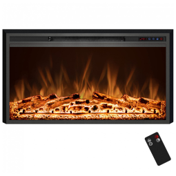 Lareira Elétrica de Embutir A69x127L cm com Controle Remoto, Cores de Chama Ajustáveis, Temporizador e Proteção Contra Superaquecimento