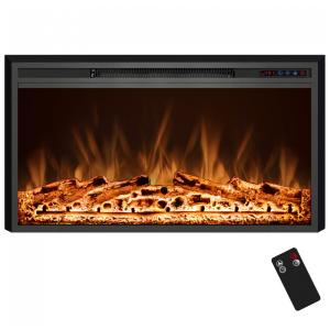 Lareira Elétrica de Embutir A69x127L cm com Controle Remoto, Cores de Chama Ajustáveis, Temporizador e Proteção Contra Superaquecimento