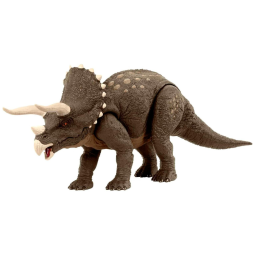 Dinossauro Triceratops Realista com 43 cm de Comprimento e 17 cm de Altura para Crianças Acima de 3 Anos, Mattel Jurassic World